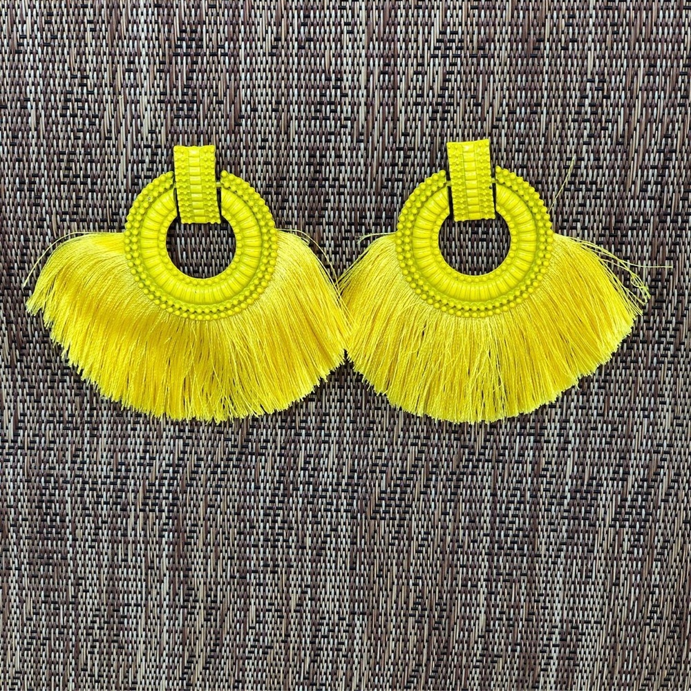 Boho yellow tassel earrings
